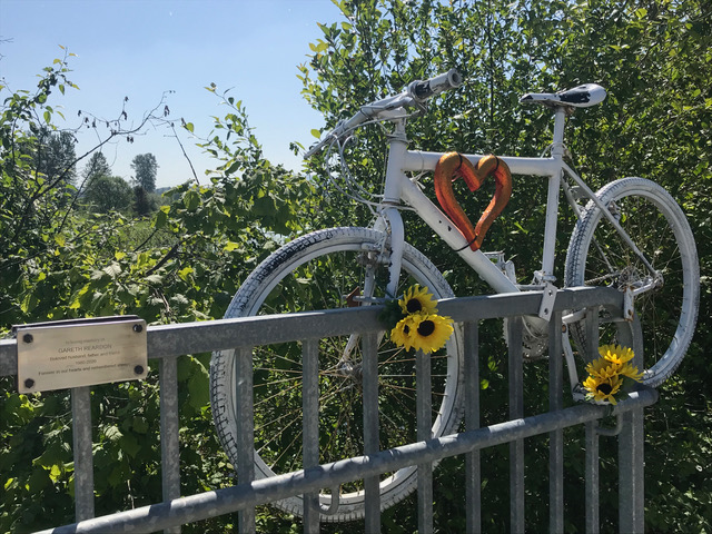 Ghost bike in memory of cyclist killed at Neaves Rd crossing