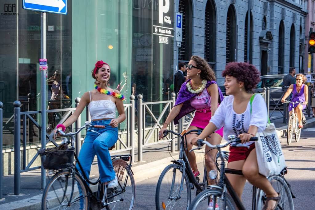 women on bikes